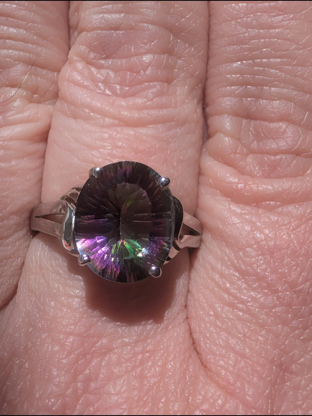 Mystic Topaz Silver-Tone Statement Ring - Multicolor